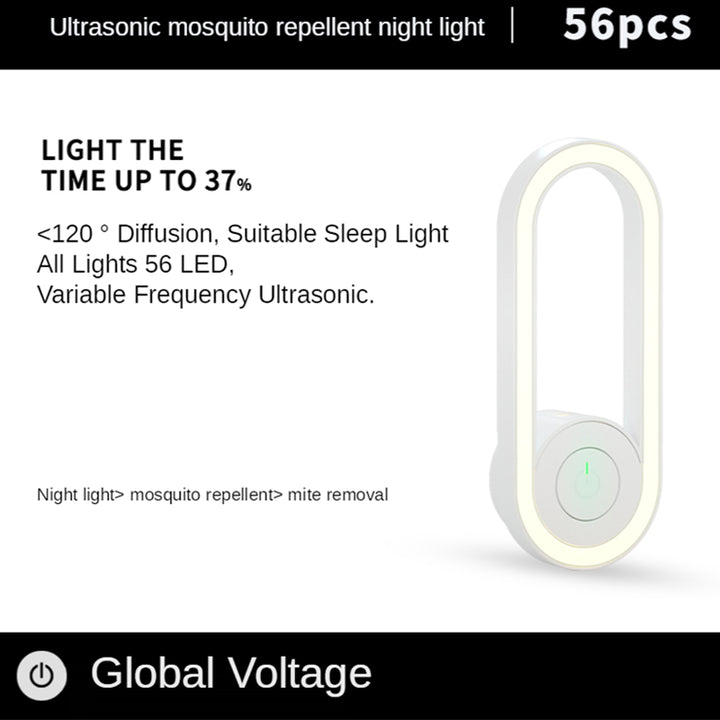 White Ultrasonic Mosquito Repellent Night Light Sleep Friendly Led Wall Lamp