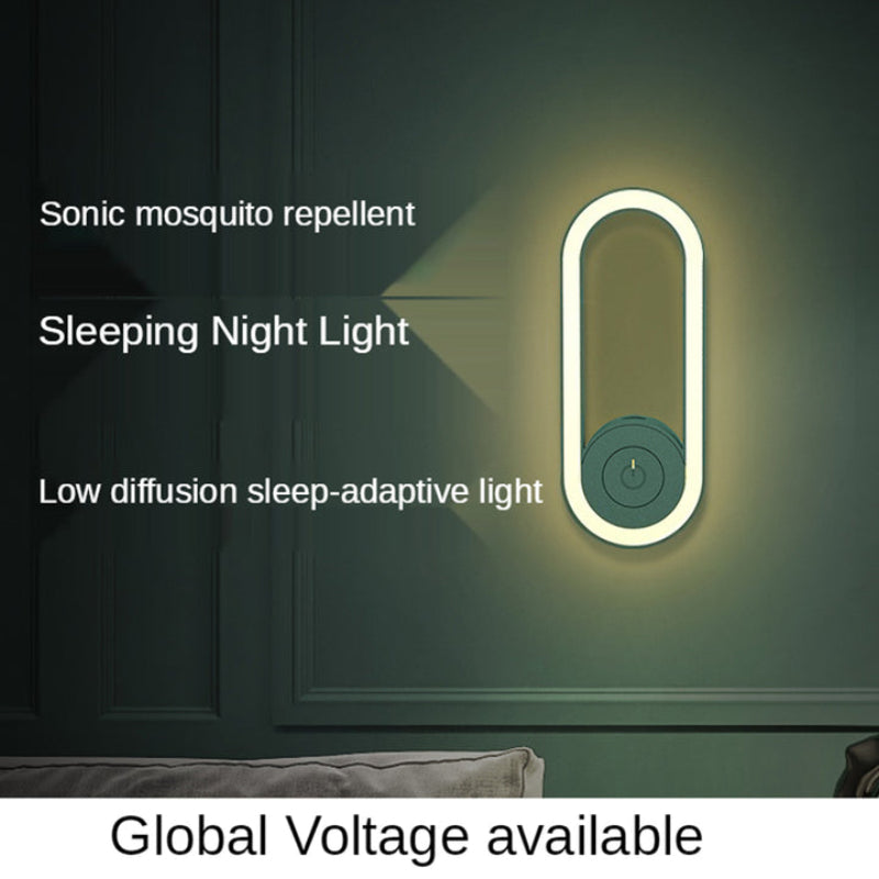 Green Ultrasonic Mosquito Repellent Night Light Sleep Friendly Led Wall Lamp