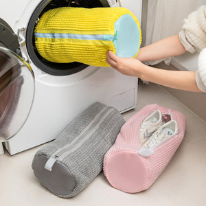 Pink Shoe Laundry Bags Mesh Protective Washing For Shoes With Zipper Design