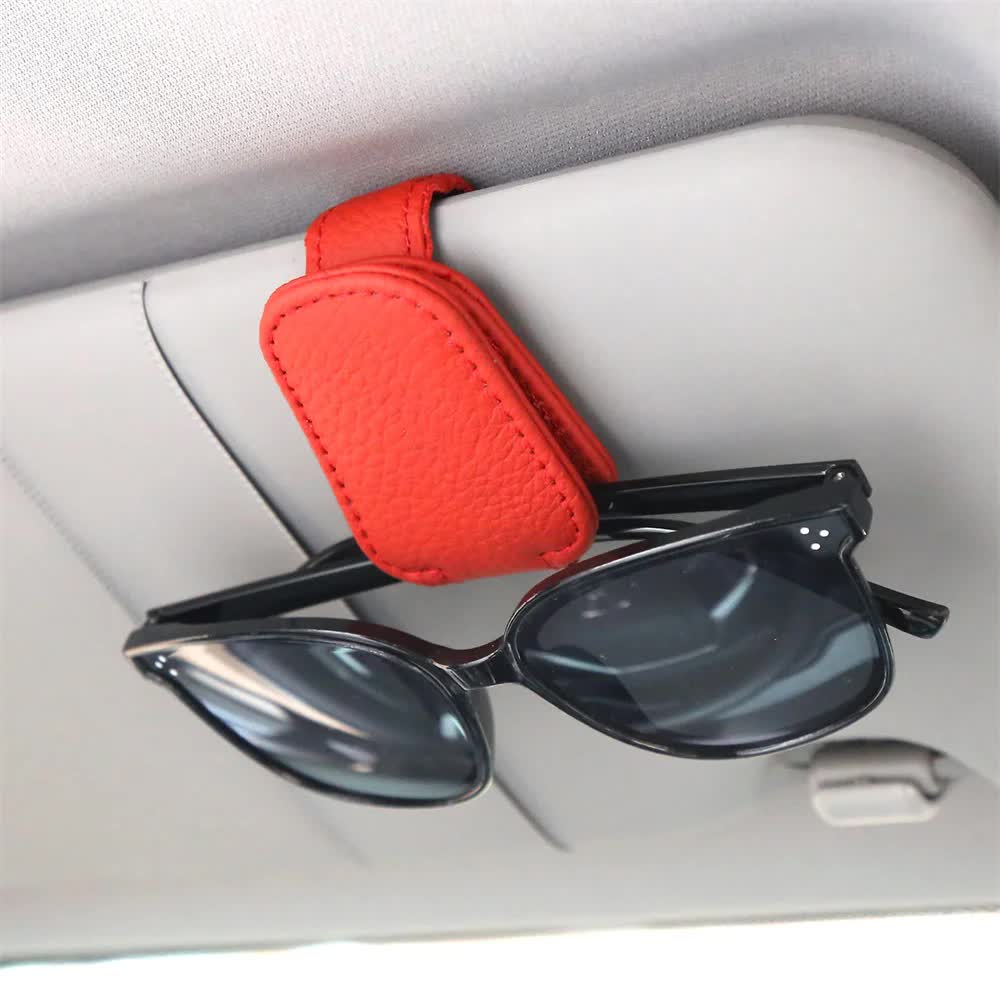 2Pcs Red Car Sun Visor Glasses Holder Universal Sunglasses Clip For Secure Storage