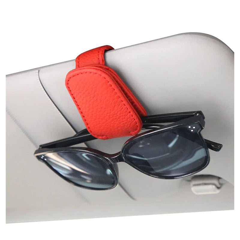 2Pcs Red Car Sun Visor Glasses Holder Universal Sunglasses Clip For Secure Storage