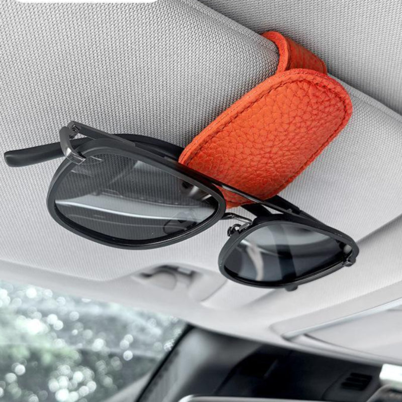 2Pcs Orange Car Sun Visor Glasses Holder Universal Sunglasses Clip For Secure Storage