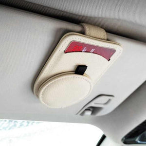 Red Multifunctional Car Sun Visor Glasses Clip With Card Holder Compact And Convenient