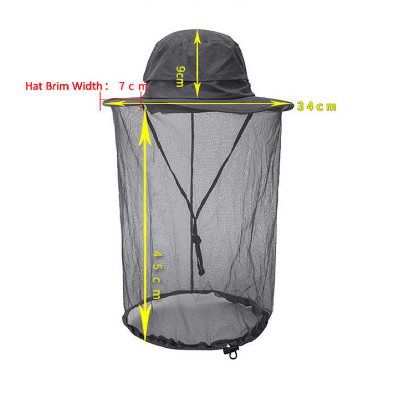 Rose Red Outdoor Mosquito Net Hat Sun Protection And Insect Repellent Bucket