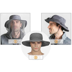 Rose Red Outdoor Mosquito Net Hat Sun Protection And Insect Repellent Bucket