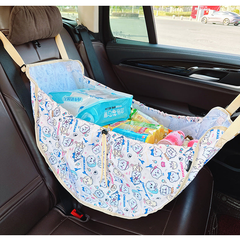 White Car Back Seat Organizer Hammock Portable Storage Solution