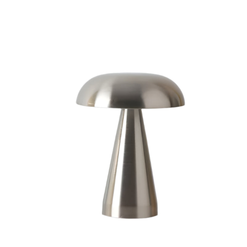 Silver Modern Mushroom Table Lamp Minimalist Metal Design For Home And Office