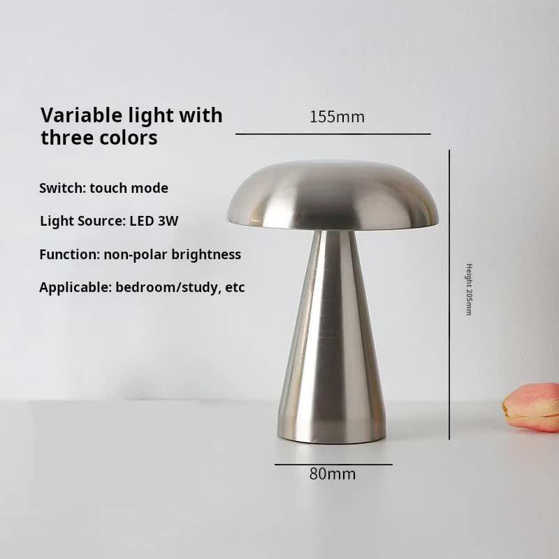 Silver Modern Mushroom Table Lamp Minimalist Metal Design For Home And Office