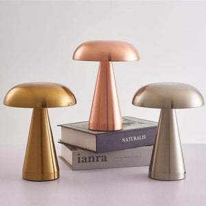 Silver Modern Mushroom Table Lamp Minimalist Metal Design For Home And Office