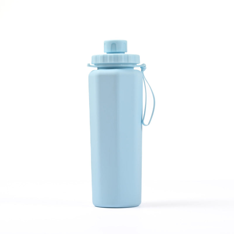 Blue 600Ml Silicone Collapsible Water Bottle Portable And Eco Friendly Hydration Solution