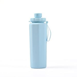 Blue 600Ml Silicone Collapsible Water Bottle Portable And Eco Friendly Hydration Solution