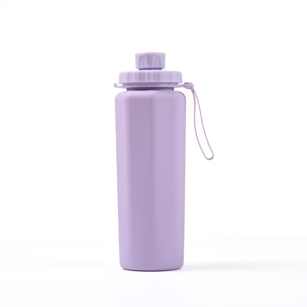 Purple 600Ml Silicone Collapsible Water Bottle Portable And Eco Friendly Hydration Solution