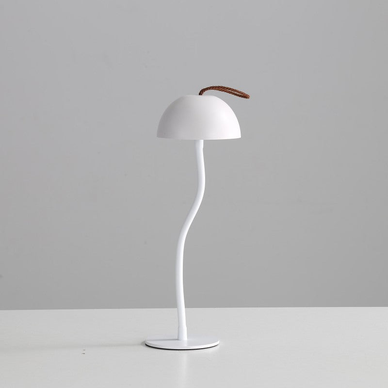 Smooth White Lamp Cap Elegant Curved Stem Mushroom Desk Adjustable Led Table Light