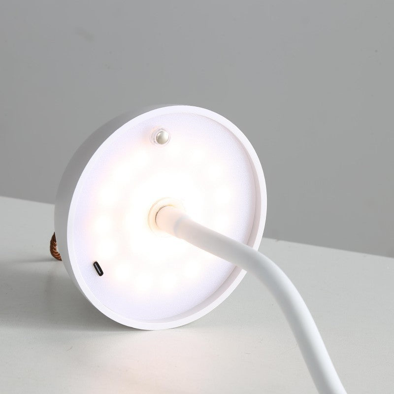 Smooth White Lamp Cap Elegant Curved Stem Mushroom Desk Adjustable Led Table Light