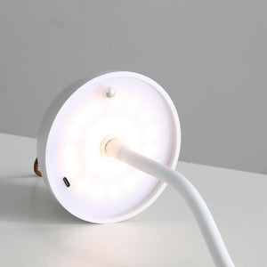 Smooth White Lamp Cap Elegant Curved Stem Mushroom Desk Adjustable Led Table Light