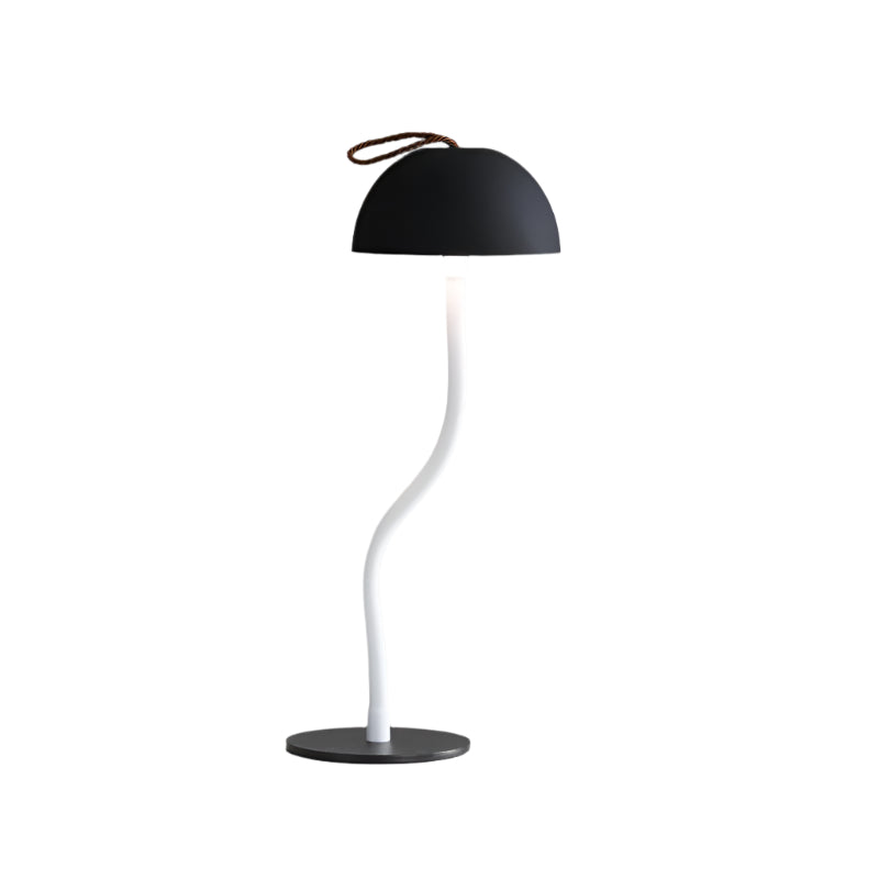 Smooth Black Lamp Cap Elegant Curved Stem Mushroom Desk Adjustable Led Table Light