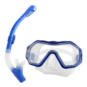 Transparent Blue Professional Snorkeling Mask And Dry Top Set