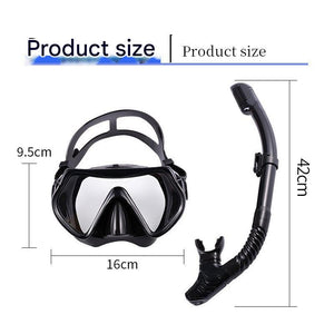 Transparent Blue Professional Snorkeling Mask And Dry Top Set