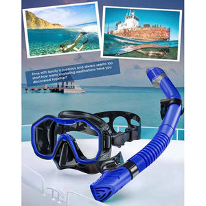 Transparent Blue Professional Snorkeling Mask And Dry Top Set