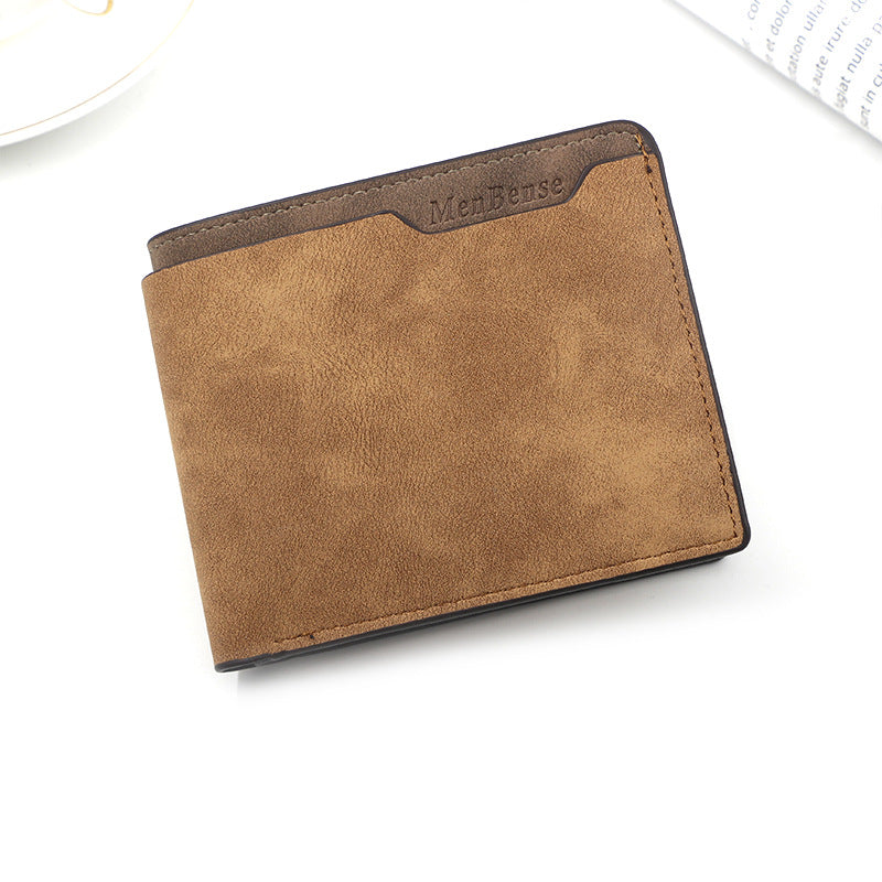 Light Brown Men's Genuine Leather Bifold Wallet Compact Design With Multiple Card Slots