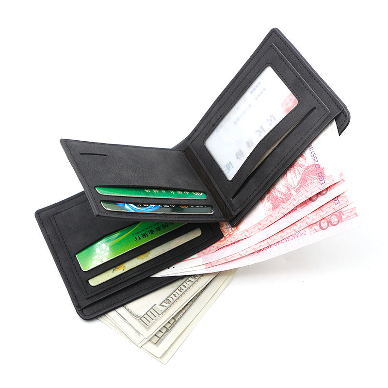 Black Men's Genuine Leather Bifold Wallet Compact Design With Multiple Card Slots