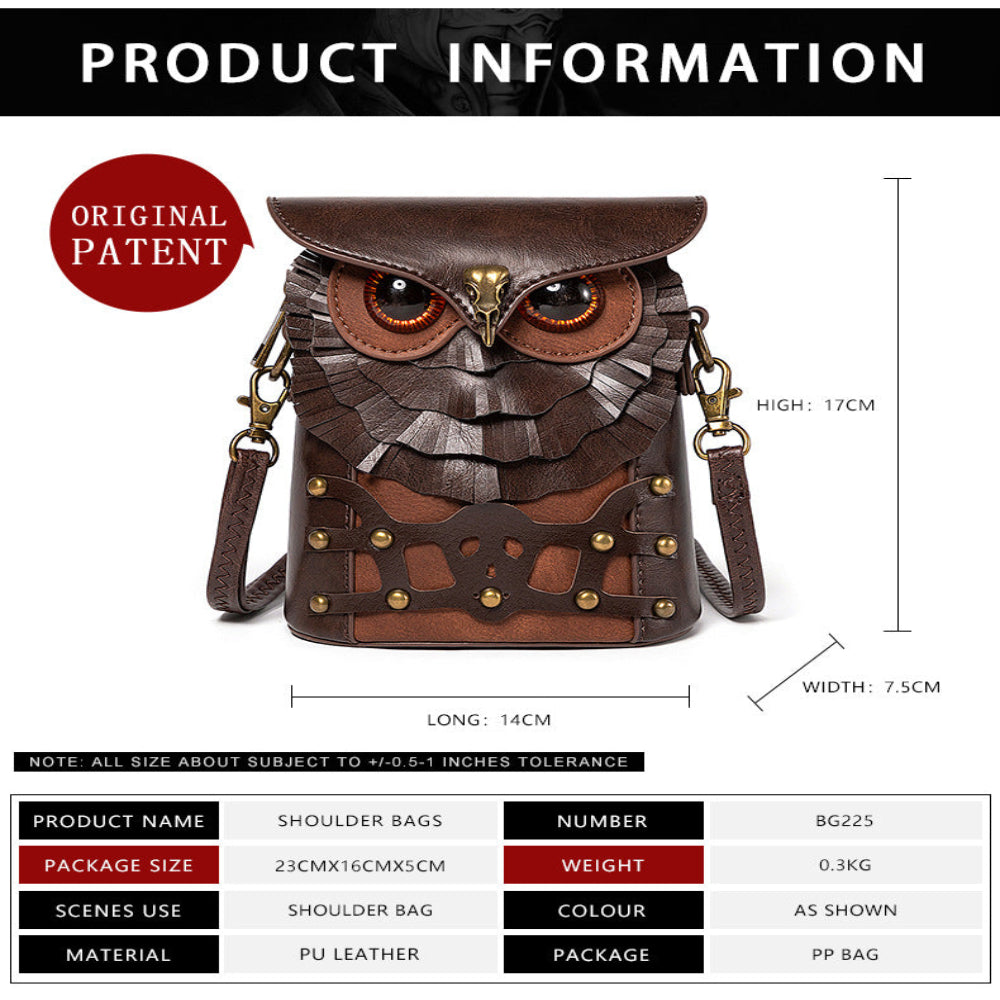 Handcrafted Leather Owl Crossbody Bag A Unique Retro Design Shoulder Purse For Women