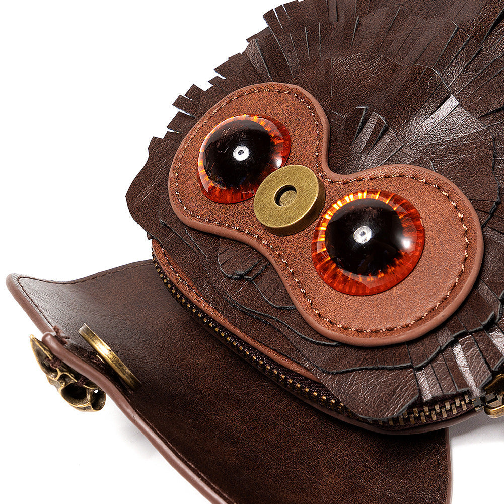 Handcrafted Leather Owl Crossbody Bag A Unique Retro Design Shoulder Purse For Women