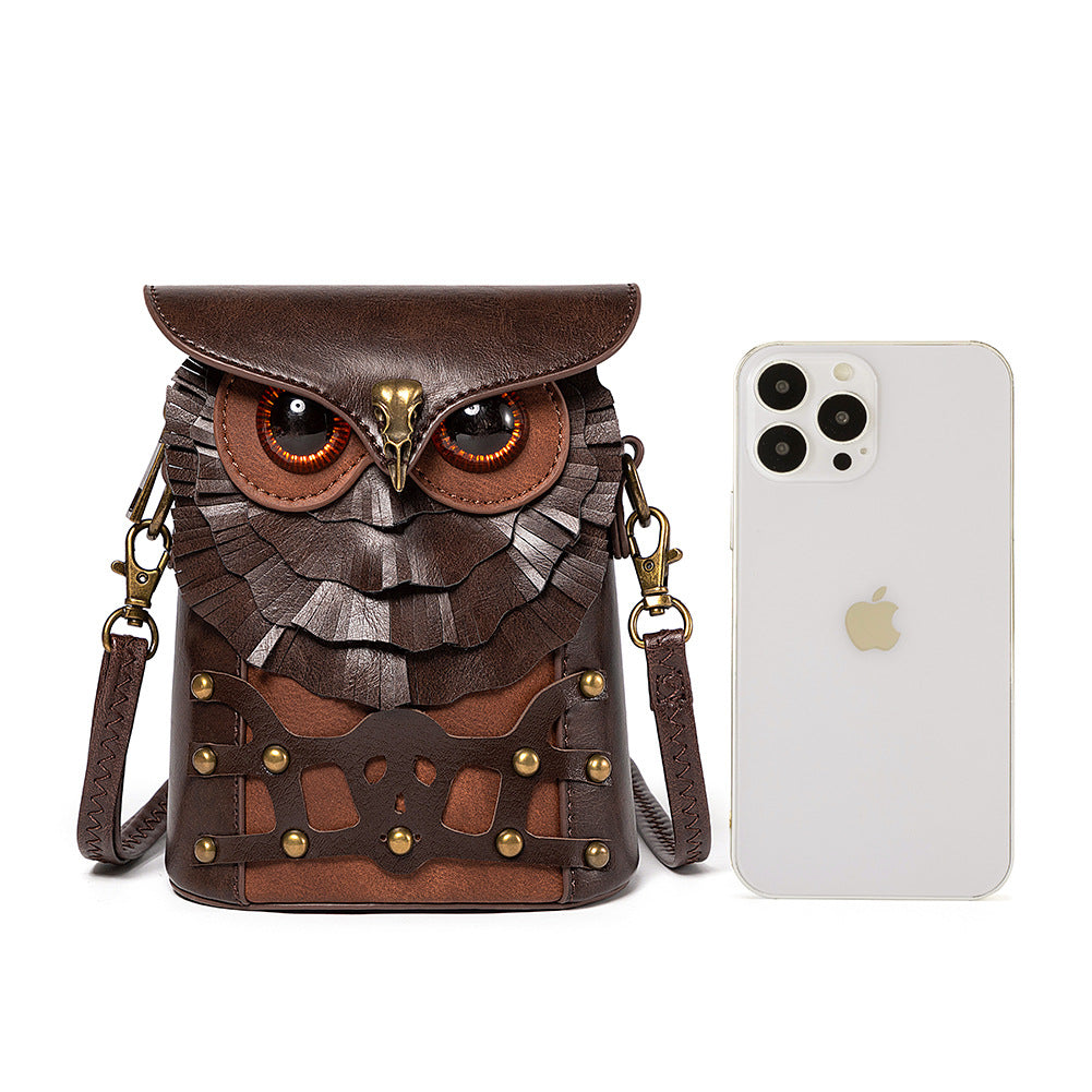 Handcrafted Leather Owl Crossbody Bag A Unique Retro Design Shoulder Purse For Women