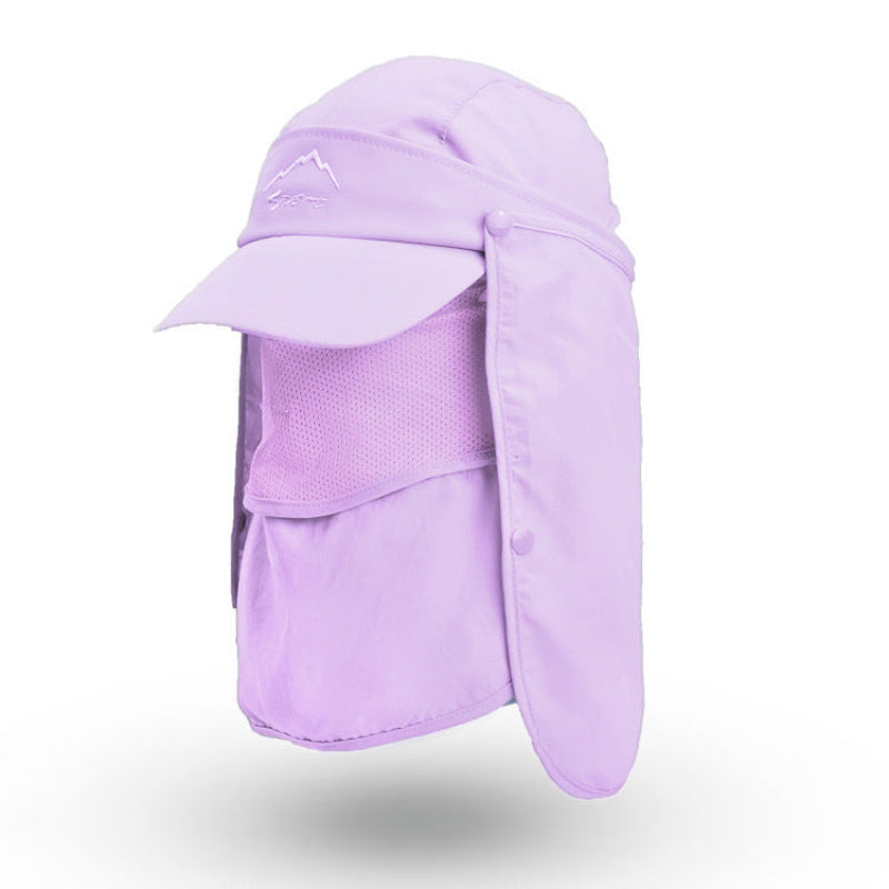 Purple Uv Protection 4 In 1 Outdoor Sun Hat With Removable Flaps