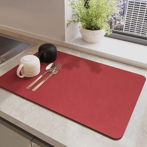 Red Waterproof Quick Dry Kitchen Mat Non Slip Rubber Base Absorbent Technology Fabric 4Mm Thick