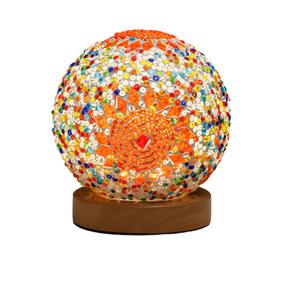 Orange Handmade Mosaic Glass Lamp Vibrant Decorative Table Light