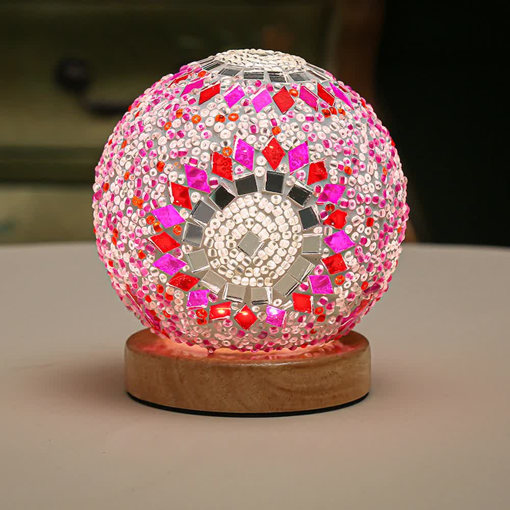 Pink Handmade Mosaic Glass Lamp Vibrant Decorative Table Light