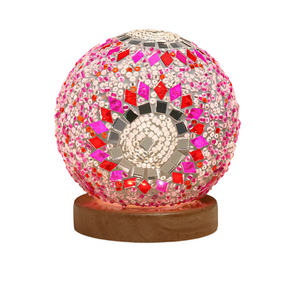 Pink Handmade Mosaic Glass Lamp Vibrant Decorative Table Light