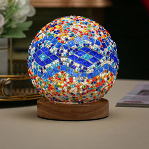 Wavy Blue Handmade Mosaic Glass Lamp Vibrant Decorative Table Light