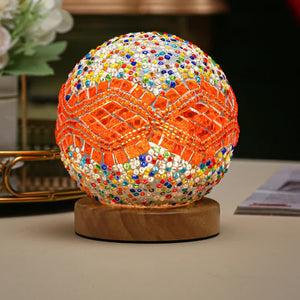 Wavy Orange Handmade Mosaic Glass Lamp Vibrant Decorative Table Light