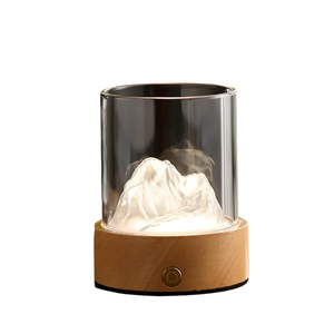 Silver Led Glass Night Light With Mountain Design Usb Rechargeable