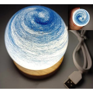 Starry Sky Led Planet Night Light With Wooden Base Usb Rechargeable