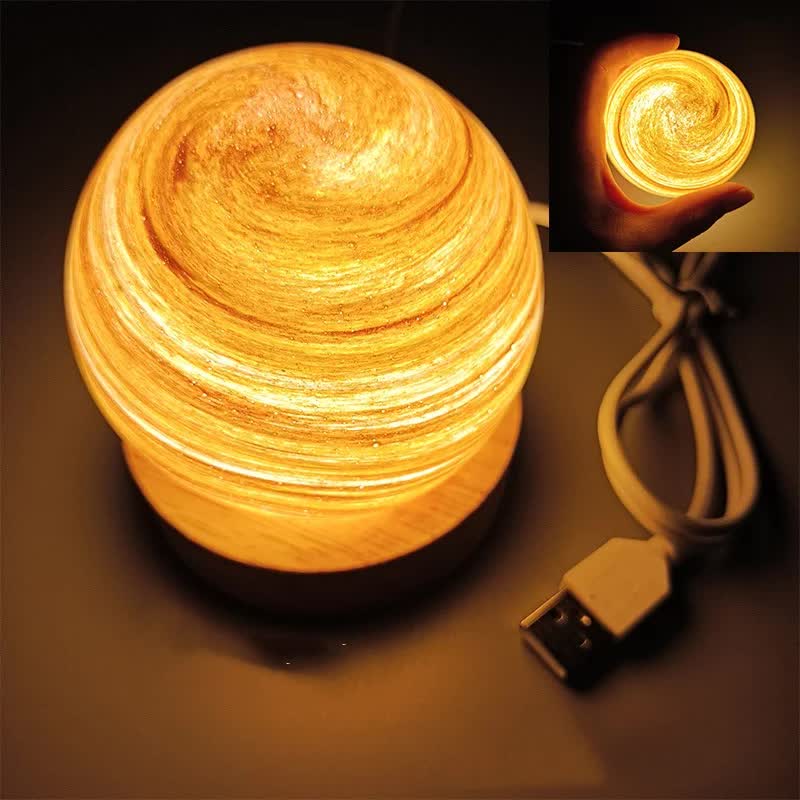 Sunset Led Planet Night Light With Wooden Base Usb Rechargeable