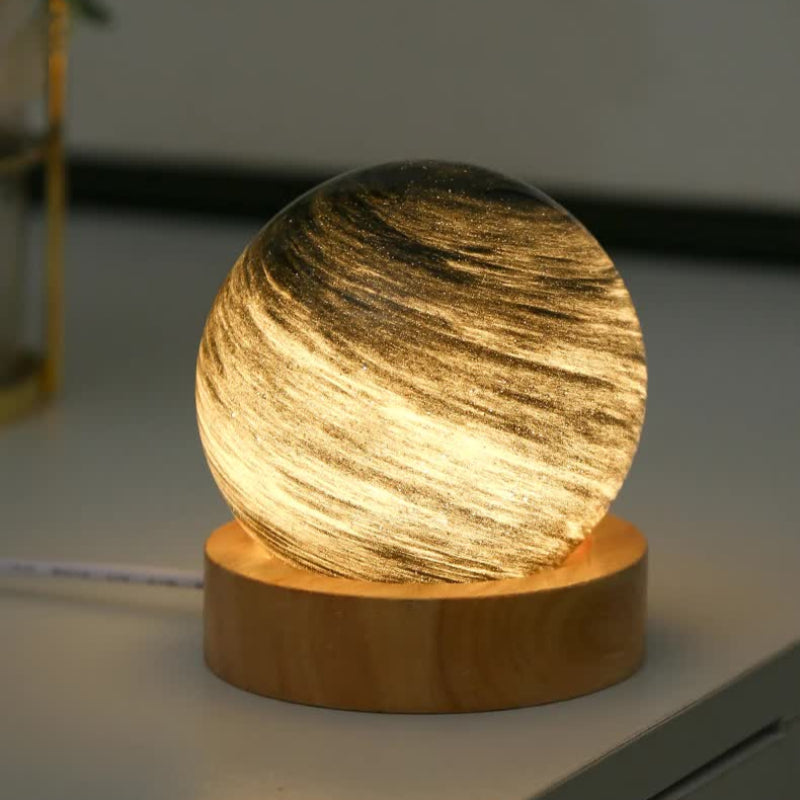 Sunset Led Planet Night Light With Wooden Base Usb Rechargeable