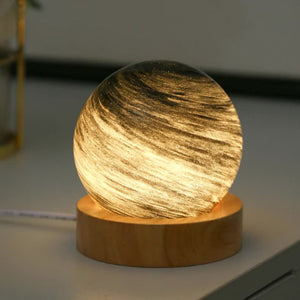 Sunset Led Planet Night Light With Wooden Base Usb Rechargeable