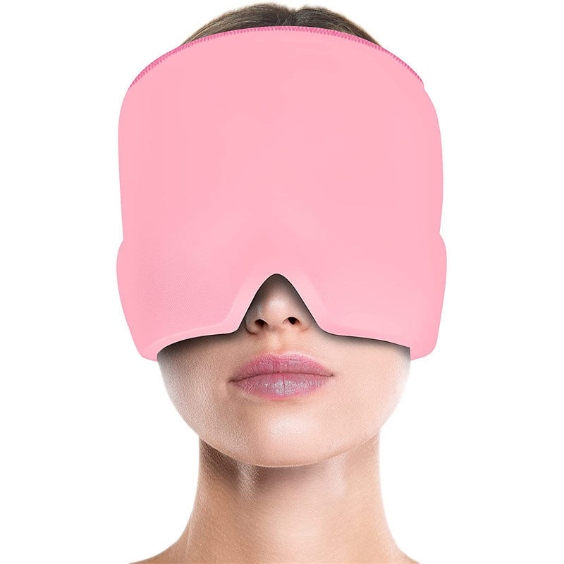 Pink Hot & Cold Therapy Gel Mask Reusable Soothing Facial And Head Relief Wrap