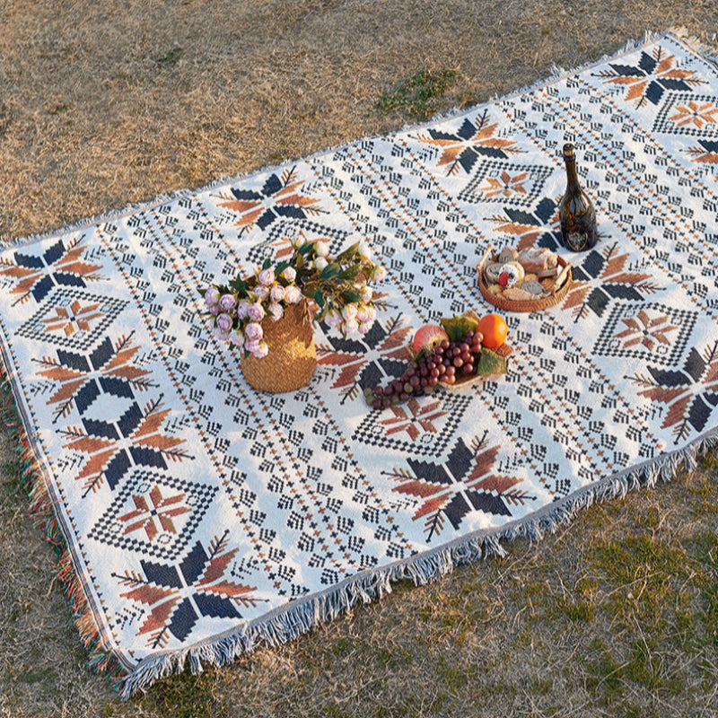 Elosung Autumn Maple Leaves Bohemian Style Outdoor Picnic Blanket 130 X 180Cm Decorative Throw