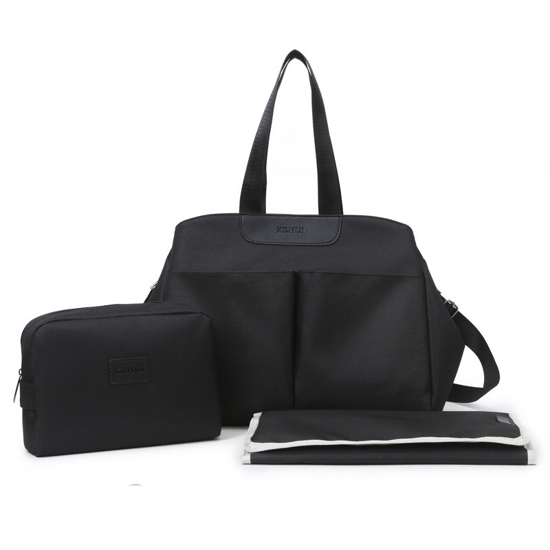 Black Multi Functional Baby Diaper Bag With Changing Mat Travel & Stroller Friendly Design