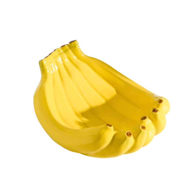 Yellow Ceramic Banana Shaped Fruit Plate Decorative And Functional Storage Tray