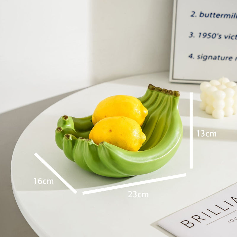 Yellow Ceramic Banana Shaped Fruit Plate Decorative And Functional Storage Tray