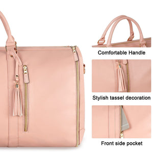 Pink Convertible Garment Duffel Bag With Leather Accents Travel Weekender For Suits And Dresses