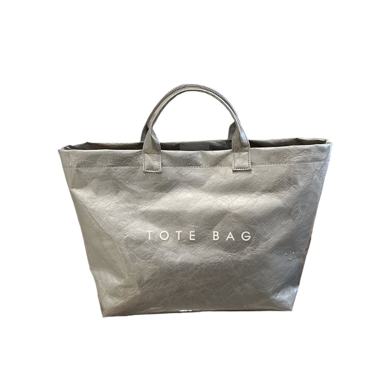 Silver Trendy Waterproof Tote Bag Lightweight And Durable Carryall