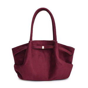 Purple Red Elegant Suede Tote Bag Soft And Stylish Handbag For Everyday Use