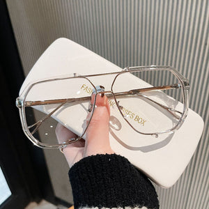 Transparent White Tablets Unisex Oversized Aviator Metal Frame Sunglasses Retro Fashion Eyewear With Ac Lenses