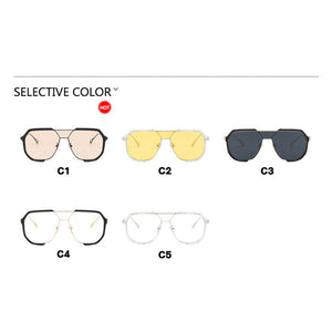 Transparent White Tablets Unisex Oversized Aviator Metal Frame Sunglasses Retro Fashion Eyewear With Ac Lenses